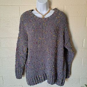 Soft Grey Knitted Confetti Sweater